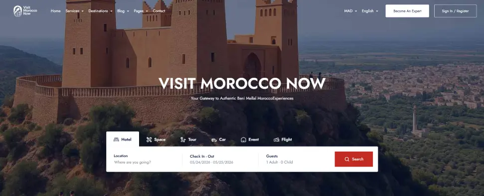 Interface Visit Morocco Now - solution marketing digital